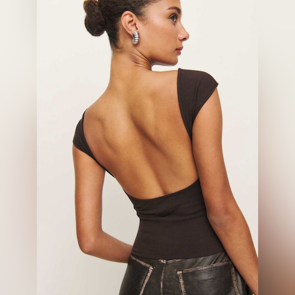 Reformation darra backless top in mole - size s